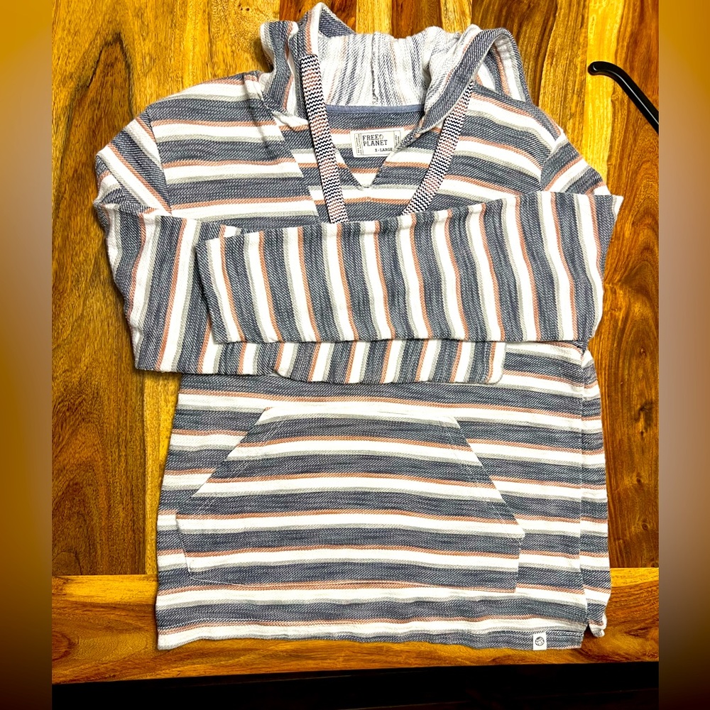 Free Planet Striped Pull Over Hoodie